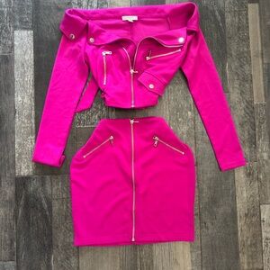 Stylish Pink Women's Skirt Set